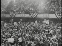 Delegates cheer presidential nominee Thomas E. Dewey at the Republican National Convention. News Clip