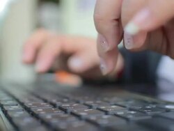 Woman Typing at Keyboard,Close-up Stock Footage
