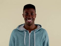 MCS man making facial expressions giving thumbs up Stock Footage