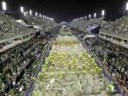TL, WS, HA Aerial view of carnival parade and crowds in Sambadrome / Rio de Janeiro, Brazil Stock Footage