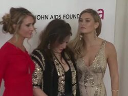 Ofira Sandberg, Lorraine Schwartz and Bar Refaeli at Elton John Aids Foundation Celebrates 20th Annual Academy Awards Viewing Party Stock Footage