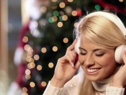Christmas gift - headphones Stock Footage