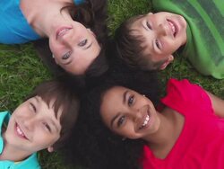 Kids on the grass Stock Footage
