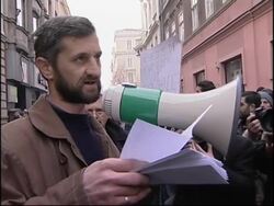 Demonstrators march past Norwegian, French, Danish embassies News Clip