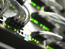 HD HUB Cable Network Close-up (Panning Left) Stock Footage