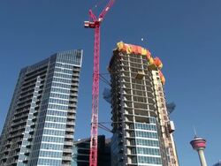 MS Building construction site / Calgary, Alberta, Canada Stock Footage