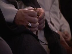 Ringed hand playing with prayer beads, Esfahan Mosque, Iran (sound available) Stock Footage