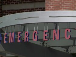 CU Emergency sign at hospital / Weymouth, Massachusetts, United States Stock Footage