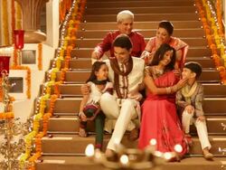 Portrait of a family celebrating diwali festival Stock Footage