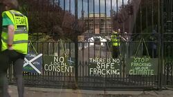 Anti-Fracking protesters in North Yorkshire News Clip