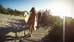 Surfer girls point of view Stock Footage