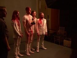 Imagine Dragons at 56th Annual Grammy Awards - Press Room Stock Footage