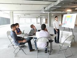 Start up business in raw space Stock Footage