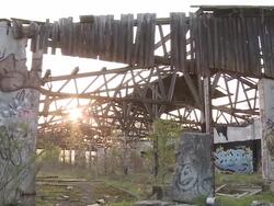 MS PAN Graffiti on abandoned building / Brandenburg, Germany   Stock Footage