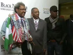 Don King, Congressman Bobby L. Rush and Director Jeta Amata Stock Footage