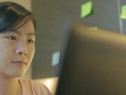 woman Typing at Keyboard,Dolly shot Stock Footage