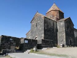 Sevanavank monastery, Sevan lake, exterior view of the church Stock Footage