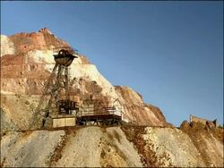 Old workings of mine for iron and copper, Rio Tinto, Huelva, Andalusia, Spain Stock Footage