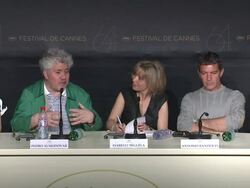 INTERVIEW: (in Spanish with English translation following) Pedro Almodovar on doing scientific research for the film (Footage by WireImage Video/GettyImages) Stock Footage