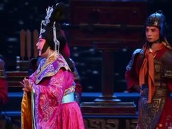 MS PAN Artists performing local Chinese traditional qinqiang opera on stage AUDIO / xi'an, shaanxi, china Stock Footage