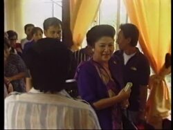 PHILIPPINES: IMELDA MARCOS WARNS GOVERNMENT News Clip