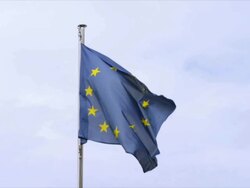 European Union flag fluttering - Stars on blue Stock Footage