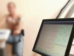 Medicine. ECG displayed on monitor. Stock Footage