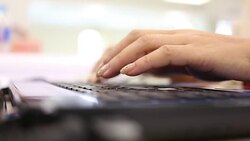 woman hand typing keyboard computer Stock Footage