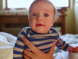 CU Shot of baby smiling / Lamy, New Mexico, United States Stock Footage