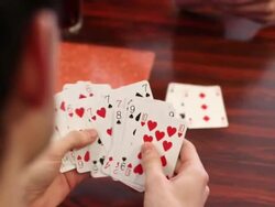 CU Shot of man sorting cards / London, United Kingdom Stock Footage