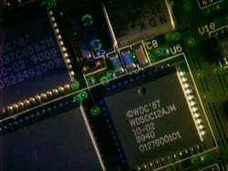 Circuit board, CU track over surface and zoom in Stock Footage