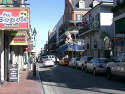Morning view from Bourbon Street in New Orleans Stock Footage