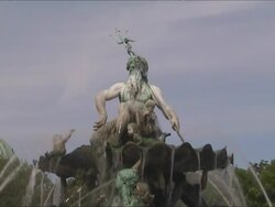Neptuno Fountain in Alexander Platz - Berlin Stock Footage