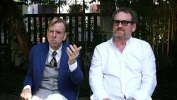 INTERVIEW - Colm Meaney, Timothy Spall on their characters being being a protagonist, overcoming hatred at 'The Journey' Interviews - 73rd Venice Film Festival Stock Footage