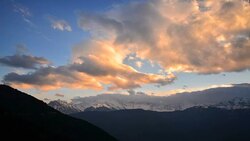 Time-lapse: Snow Mountain Landscape at Sunset Stock Footage