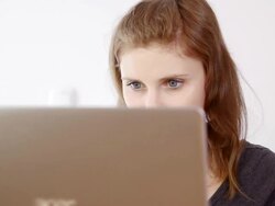 Woman Behind Laptop Screen Stock Footage
