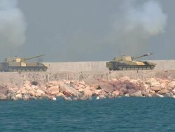 military exercises artillery Stock Footage