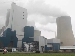 Power line and coal plant Stock Footage