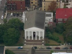 MS AERIAL Shot of cityscape and traffic moving on road / South Carolina, United States Stock Footage
