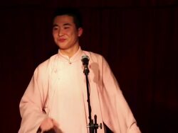 MS Man performing peking repartee in monolog traditional chinese comic talk show AUDIO / xi'an, shaanxi z, china Stock Footage