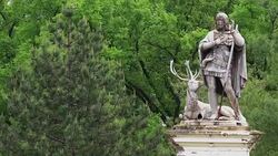 Felix Graf Harnoncourt statue in Ecka Stock Footage