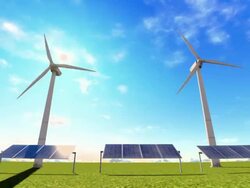Wind turbines and solar panels footage Stock Footage