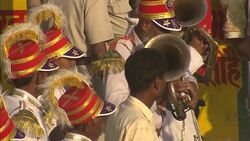 A band plays at an outdoor event in Diwali, India. Stock Footage