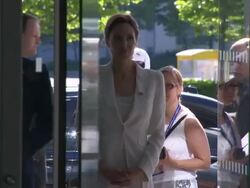 Foreign Secretary William Hague and Special Envoy Angelina Jolie arrive Stock Footage