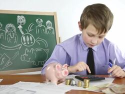 boy and Finance Stock Footage