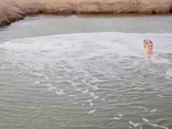taking geothermal baths Stock Footage