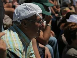 M/S Spectators of the rapa Stock Footage