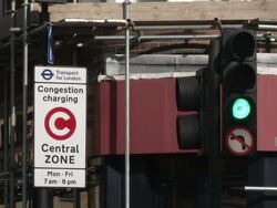 Congestion charge zone signs in London News Clip