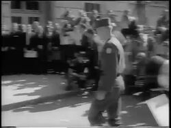 B/W 1963 PAN Brigadier General Graham walks + salutes George Wallace / integration of U. of Alabama Stock Footage