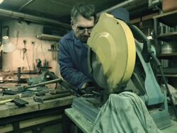 HD DOLLY: Measuring And Cutting Metal Tube Stock Footage